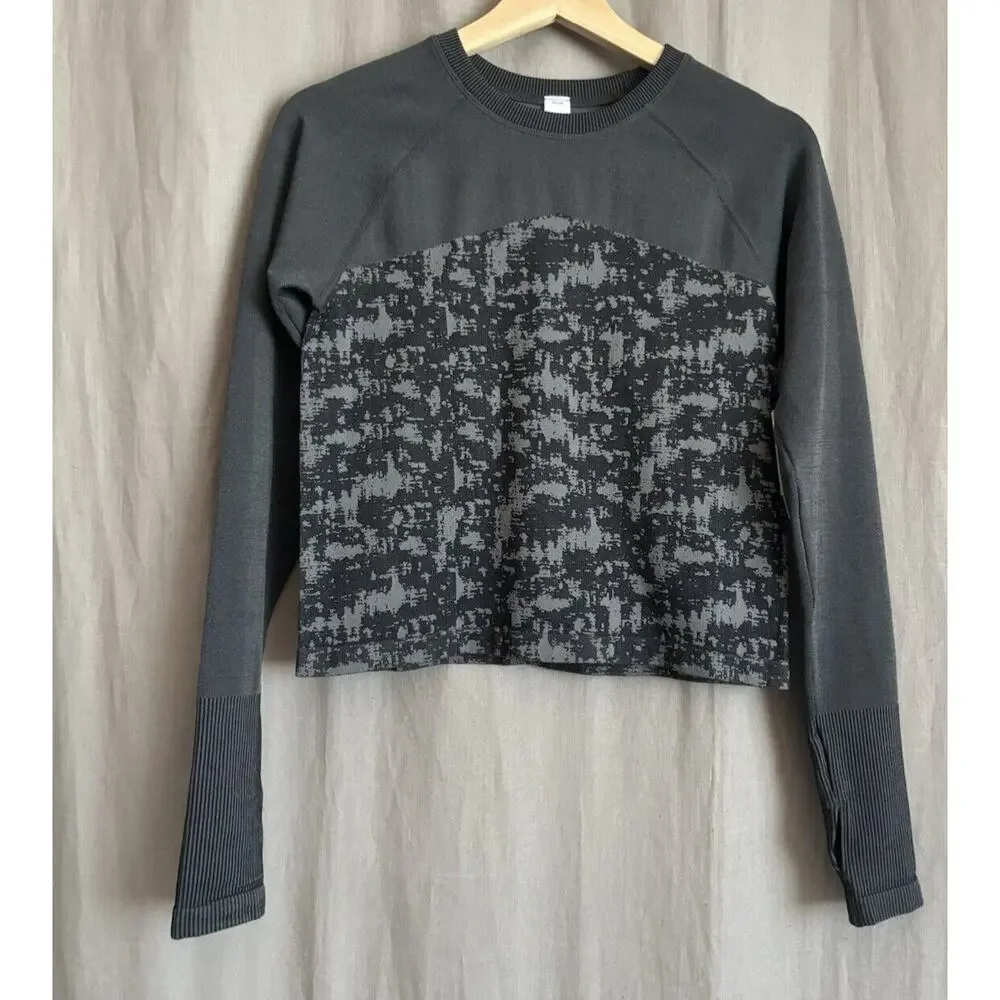 ZELLA NWT Women’s two piece Set Long Sleeve Top And leggings Black and grey